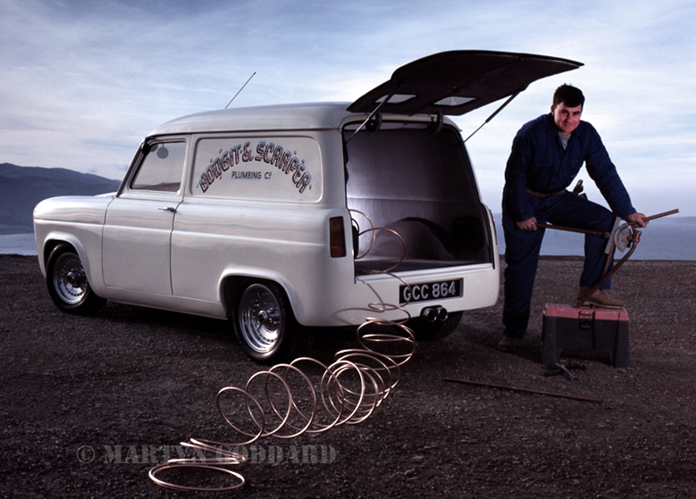 1950’s custom Ford van. Unusual plumbers transportation
