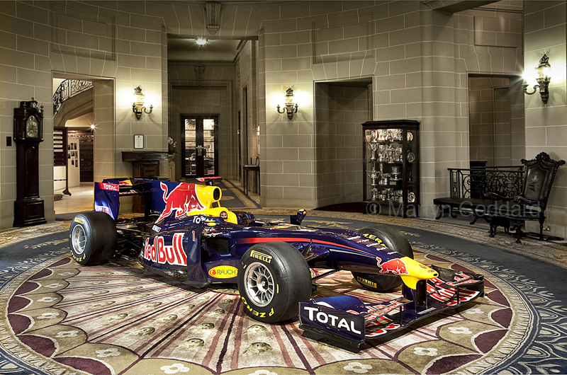 Sebastian Vettle Red Bull RB5 in the Rotunda of the RAC Club in Pall Mall London UK