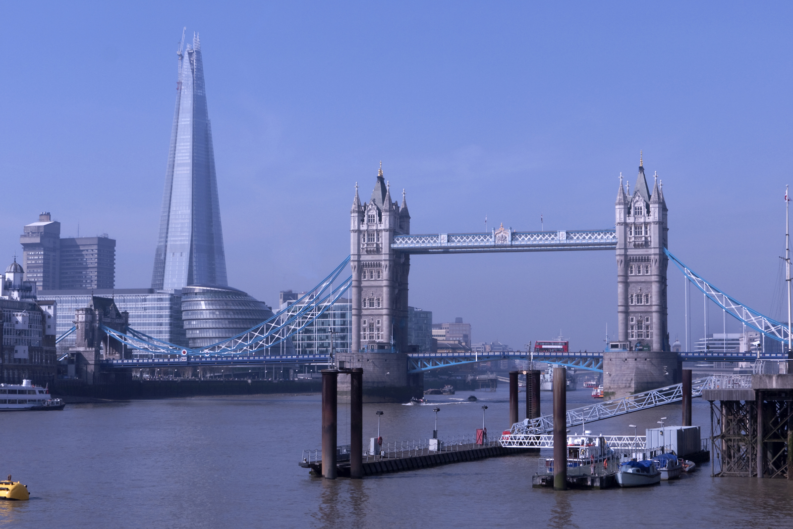 London’s latest skyscraper the Shard viewed from the north bank of the river Thames.