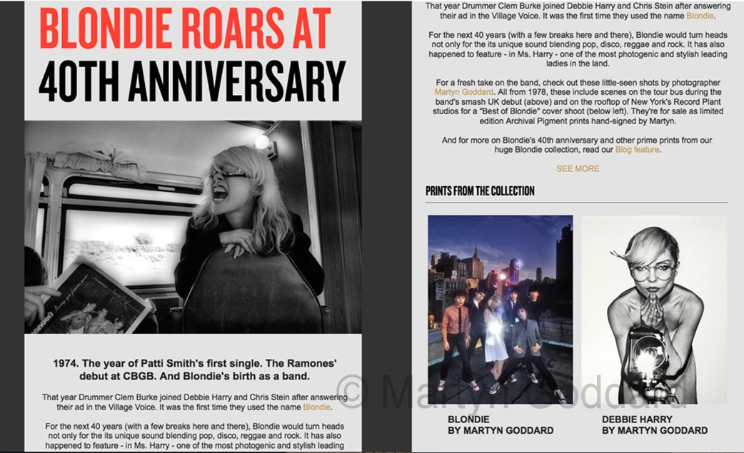 40th Anniversary of Blondie. Rock paper Photo promo my images.