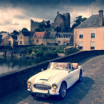 Crossing the Sarthe at Beaumont -Sur-Sarthe Austin Healey 3000MKIII
